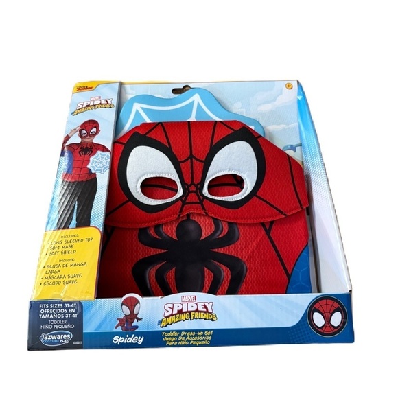 Spidey and His Amazing Friends Dress Up Set NEW 3T-4T Mask Shield Toddler - Picture 1 of 3